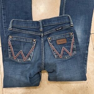 Blue Boot Cut Jeans with Distinctive Stitching girls size 10